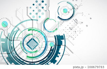 Abstract background on technological and scientific topics. CPU concept. 108679783