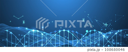Abstract futuristic background for design works.Science template, wallpaper or banner with a DNA molecules. 108680046