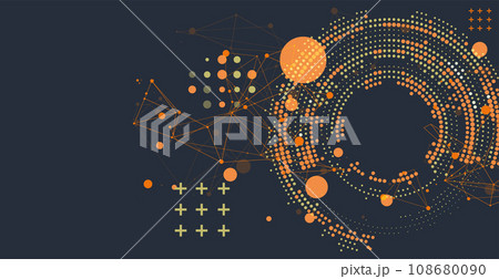 Halftone theme. Science abstract background with connecting dots and lines. Hand drawn vector art. Halftone theme. Science abstract background with connecting dots and lines. Hand drawn vector art. 108680090