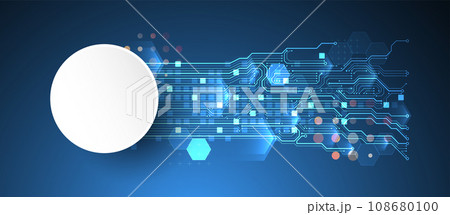 Abstract circuit board and hexagons on gradient color background. Hi-tech digital technology concept. 108680100