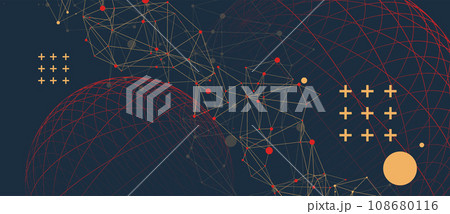 Abstract scientific background using wireframe sphere and plexus effect. Vector illustration Abstract scientific background using wireframe sphere and plexus effect. Vector illustration 108680116