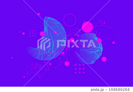 Modern science technology abstract background using circle shapes. Wireframe spot surface illustration. 108680268
