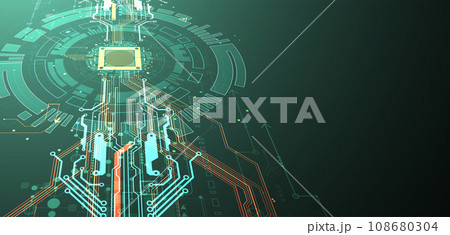 Abstract background on technological and scientific topics. CPU concept. 108680304