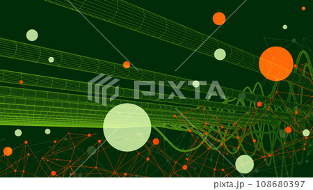 Vector abstract background with a wireframe dynamic pipes, line and particles. Vector abstract background with a wireframe dynamic pipes, line and particles. 108680397