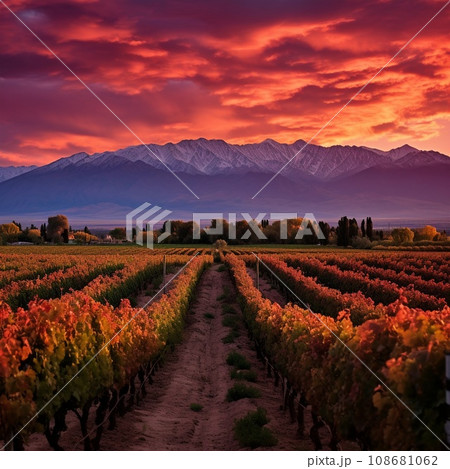 Breathtaking Sunset over Majestic Mountains in Mendoza Breathtaking Sunset over Majestic Mountains in Mendoza 108681062