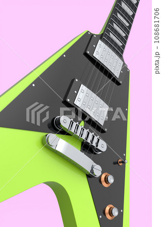 Close-up Electric acoustic guitar isolated on pink background. 108681706