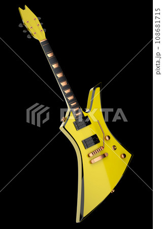 Close-up of Electric acoustic guitar isolated on black background. 108681715