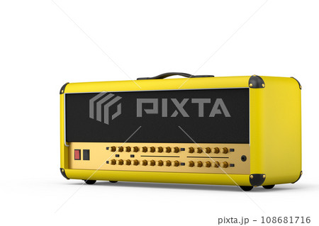 Classical electric and acoustic guitar amplifier isolated on white background. 108681716