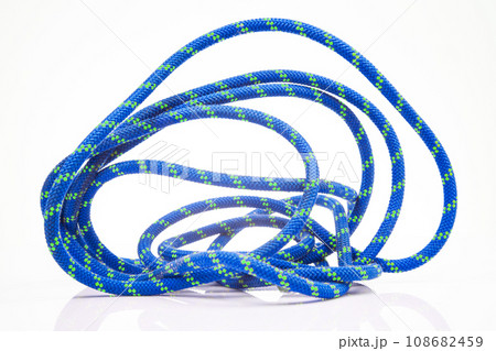 durable colored rope for climbing equipment on a white background durable colored rope for climbing equipment on a white background 108682459