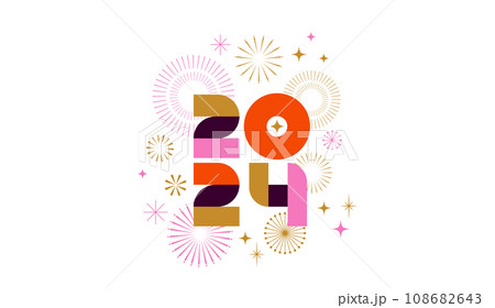 Happy New Year 2024, poster, banner and card design 108682643