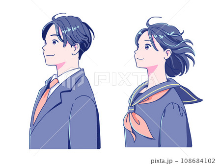 やる気に満ちた男女の生徒の横顔 やる気に満ちた男女の生徒の横顔 108684102