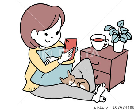 猫と女の子のリラックスした時間 猫と女の子のリラックスした時間 108684489