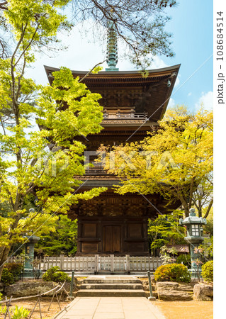 (東京都ー風景)青空と豪徳寺三重塔2 108684514