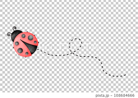 Watercolor ladybug dotted line Watercolor ladybug dotted line 108684666