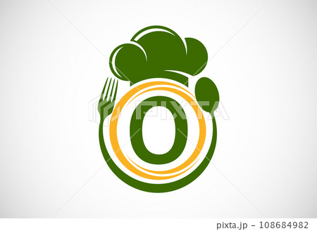Initial alphabet with chef hat, spoon and fork. Modern vector logo for cafe, restaurant, cooking business, and company identity 108684982