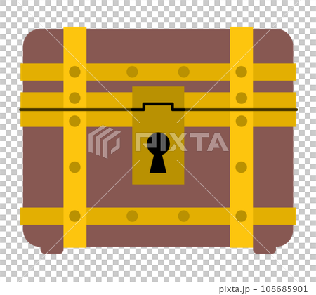 Illustration of a sturdy treasure chest where gold and silver gold and treasures are stored 108685901