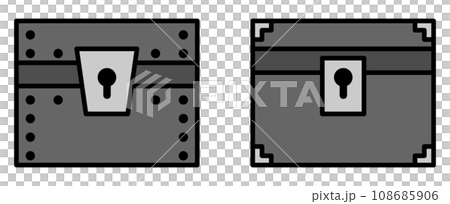 Illustration of a sturdy treasure chest where gold and silver gold and treasures are stored 108685906