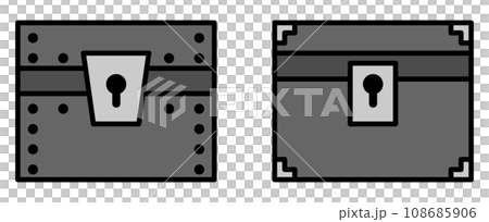 金銀の黄金や財宝が保管される頑丈な宝箱のイラスト 108685906