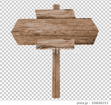 wooden sign isolated on white background 108686353