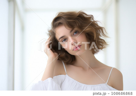 Portrait of Innocence woman. AI-generated content 108686868