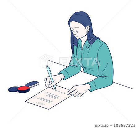 書類を記入する女性 書類を記入する女性 108687223