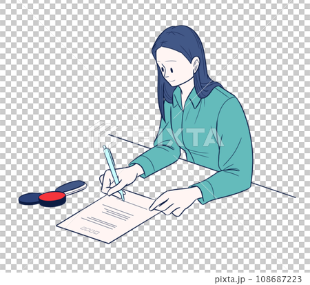 書類を記入する女性 書類を記入する女性 108687223