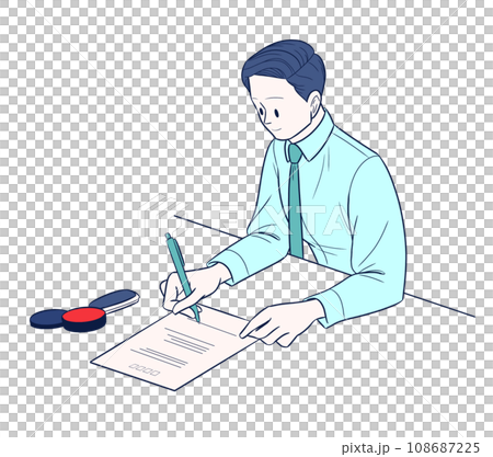 man filling out documents 108687225