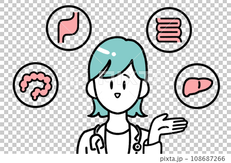 A simple illustration of a medical worker pointing his finger to guide medical services A simple illustration of a medical worker pointing his finger to guide medical services 108687266
