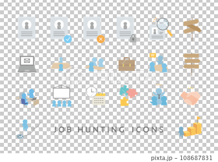 Icon set 3 related to employment/career change activities (flat) 108687831