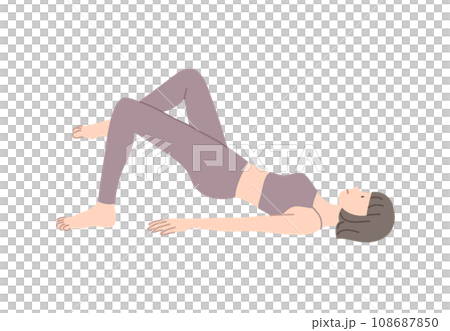 寝ながらお尻と太ももを鍛えるストレッチポーズ 108687850