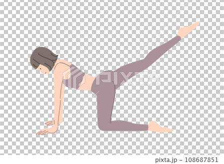 四つん這いで足上げをするストレッチポーズ 四つん這いで足上げをするストレッチポーズ 108687851