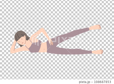 側抬腿伸展姿勢 側抬腿伸展姿勢 108687853