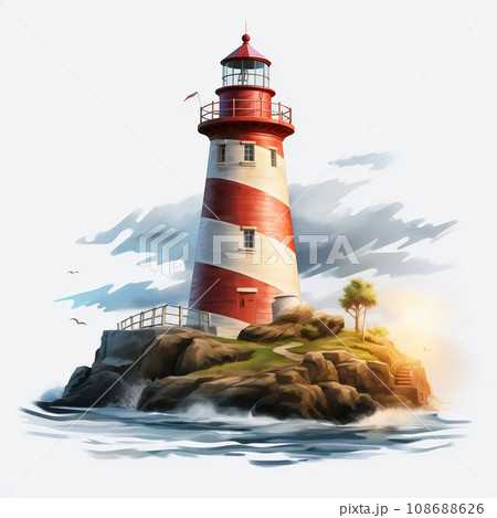 Lighthouse Isolated on Transparent Background. Generative ai 108688626