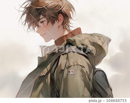 カーキ色ジャケットのイケメン男子 カーキ色ジャケットのイケメン男子 108688755