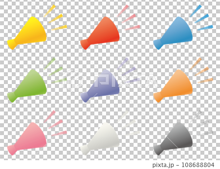 カラフルなメガホン・拡声器のベクターイラスト 108688804