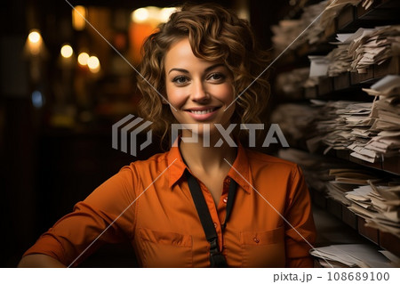 Portrait of a confident Leadership Advertising Manager in startup office 108689100