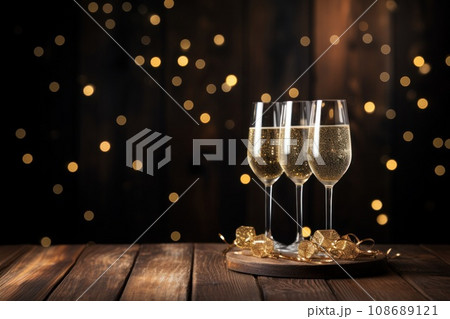 New year's eve celebration with champagne. Generative AI New year's eve celebration with champagne. Generative AI 108689121