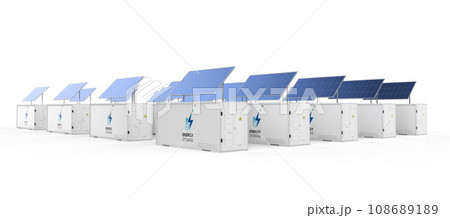Energy storage system or battery container unit with solar panels 108689189