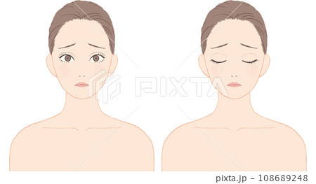 スキンケアをする女性　ネガティブな表情セット 108689248