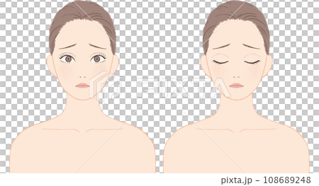 女人做皮膚護理負面面部表情集 女人做皮膚護理負面面部表情集 108689248