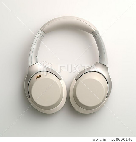 Close-up of gray wireless headphones isolated on white background AI generation Close-up of gray wireless headphones isolated on white background AI generation 108690146