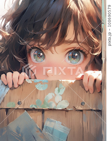 木箱から覗く可愛い女の子のイラスト素材 [108690579] - PIXTA