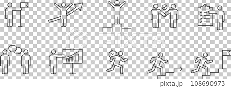 Business-related line drawing pictogram set Business-related line drawing pictogram set 108690973