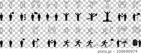 Pictogram set of various poses and icons Pictogram set of various poses and icons 108690974
