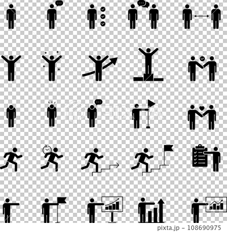 各種姿勢和圖示輪廓的象形圖集 各種姿勢和圖示輪廓的象形圖集 108690975
