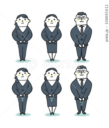 ブラックフォーマルを着た人々　セット　イラスト素材 108691012