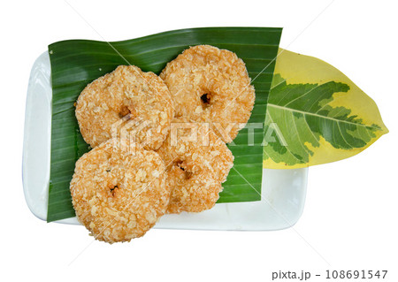 Top view of Deep fried shrimp Cake, focus selective Top view of Deep fried shrimp Cake, focus selective 108691547
