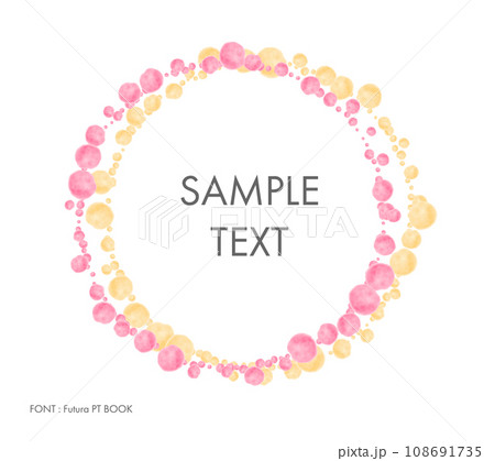 明るい水彩のフレーム　輪　丸い　飾り　ベクター 108691735