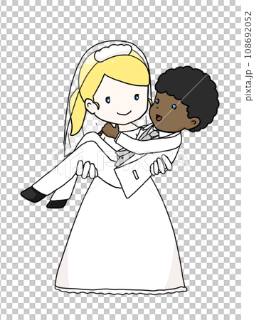 一對夫婦擁抱公主的插圖（白人婦女擁抱黑人） 108692052