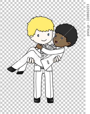 一對夫婦抱著公主的插圖(白人抱著黑人) 一對夫婦抱著公主的插圖(白人抱著黑人) 108692053